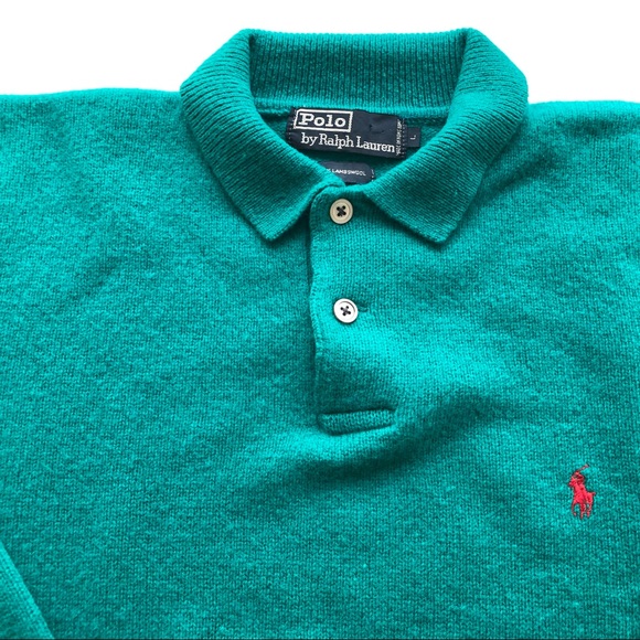 Polo by Ralph Lauren Sweater Lambs Wool Green - Picture 3 of 6